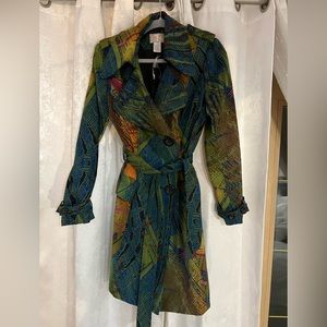 Alberto Makali Trench Coat, green, multi, artistic